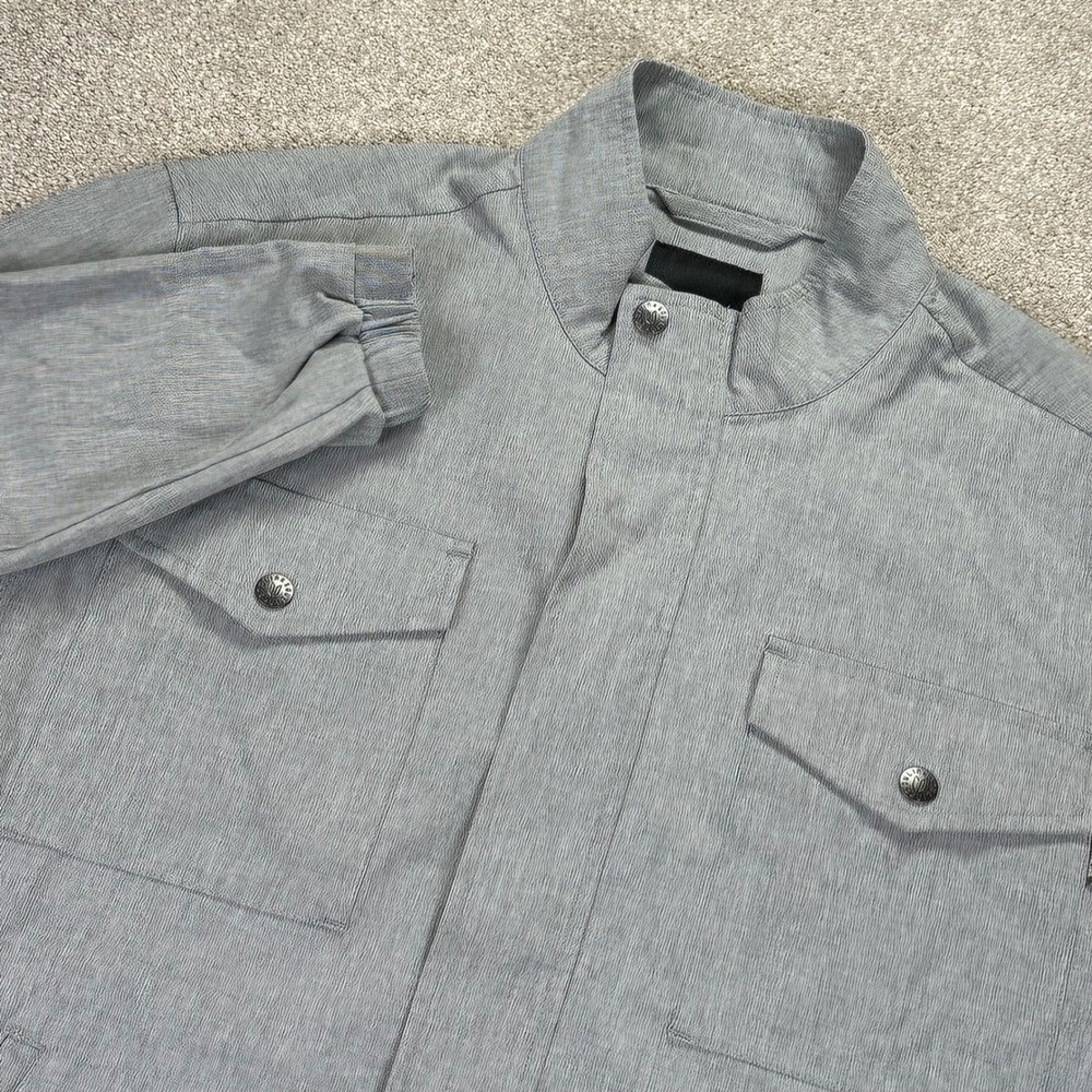 Linksoul Mens S Golf Jacket Gray Full Zip Snap Pockets Mock Neck Athleisure